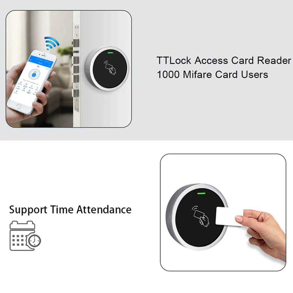 S7-BT TTLOCK Bluetooth RFID Access Control Keypad Smart Phone Entry Waterproof 13.56Mhz RFID Card Reader Door Gate Opener Vue