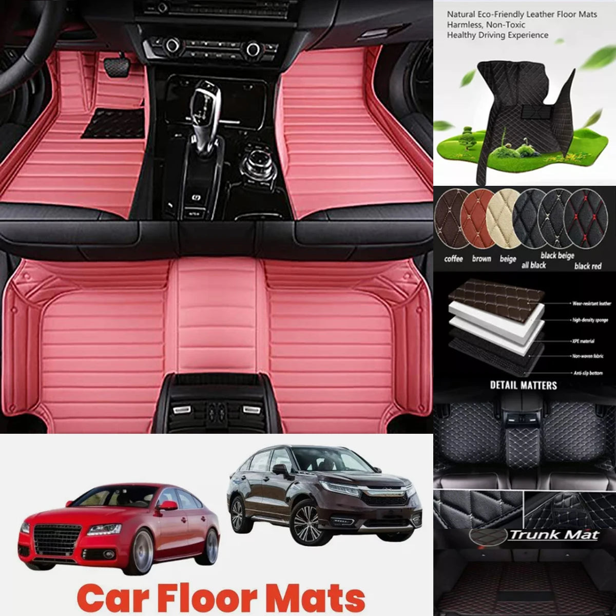5D leather waterproof Custom Car Floor Mats For Toyota Land Cruiser 100 200 300 Auto Carpets Foot Coche Accessorie liners Vue