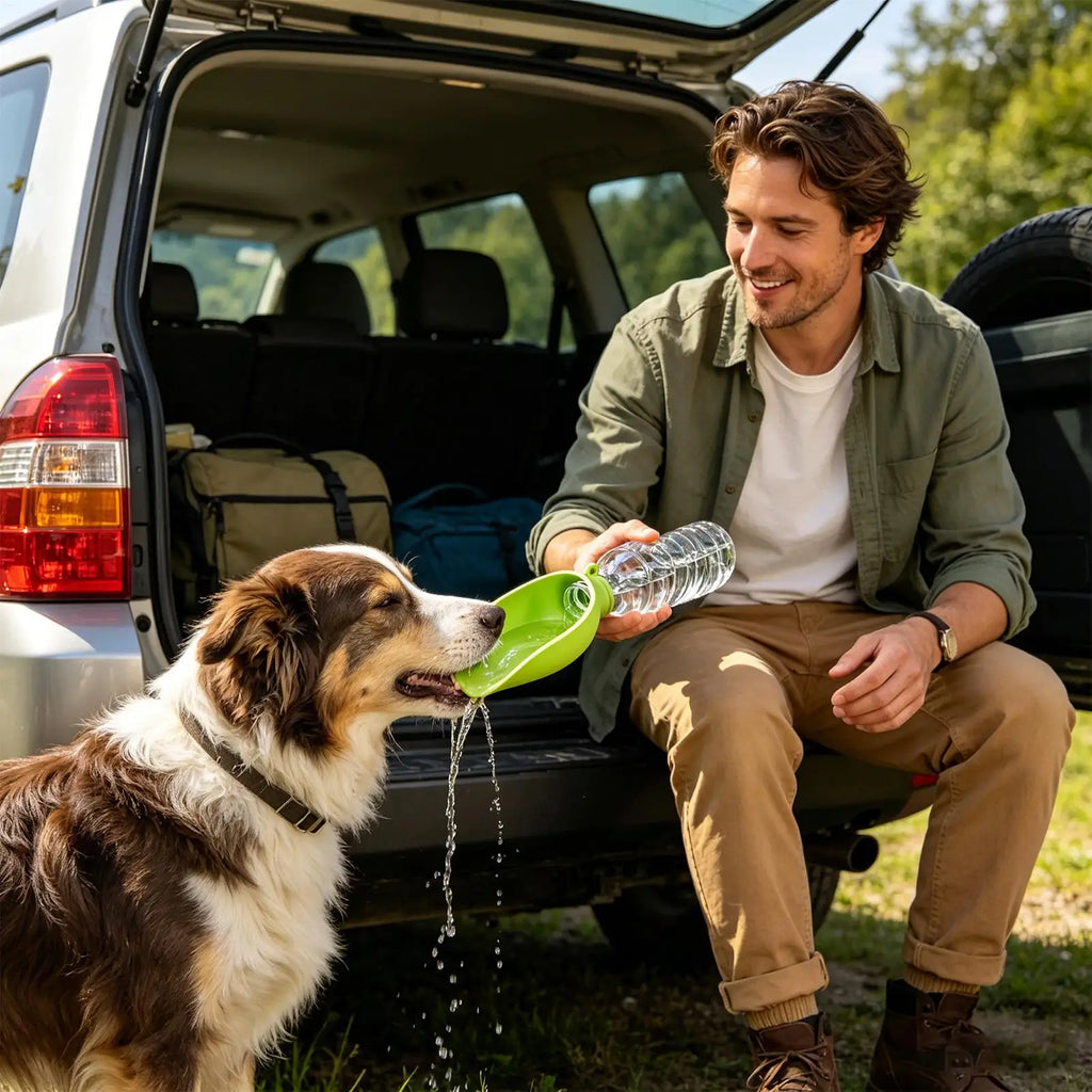 Silicone Folding Portable Dog Water Dispenser Bottle for Hiking Camping Backpacking Tailgating Adventure Road Trip Beach Vue