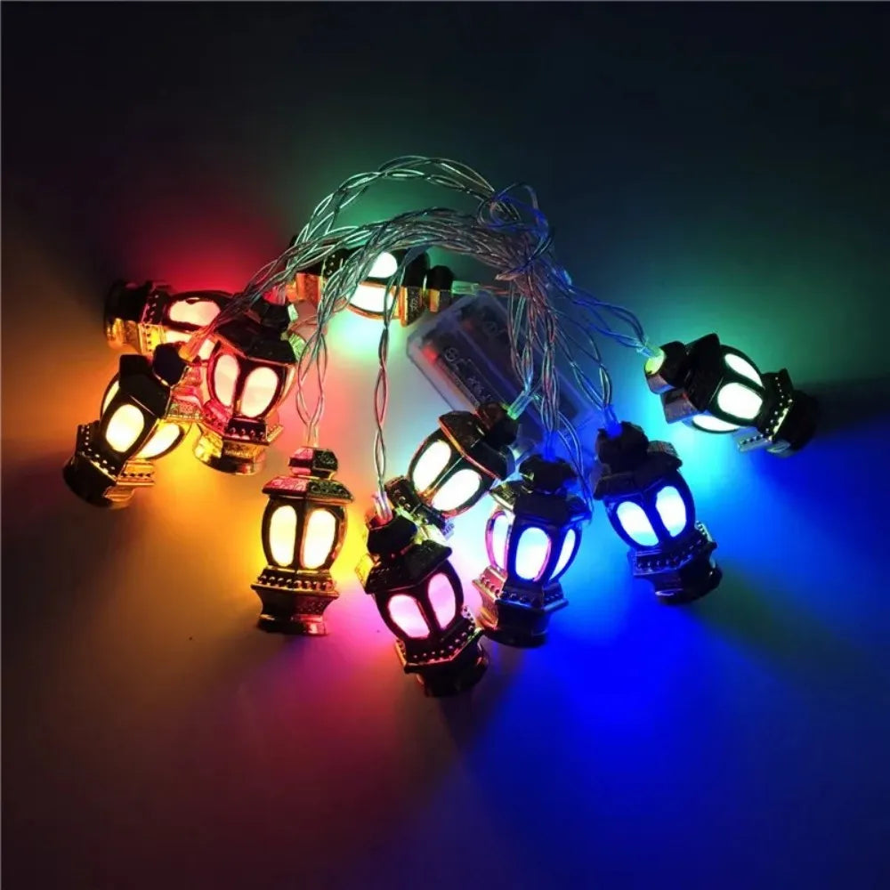 1pc 1.5M/3M Golden Retro Palace Lamp String, Battery Powered, Used for Ramadan Wedding Parties Indoor Outdoor Holiday Home Decor Vue Multicolor 1PC 3M20LED