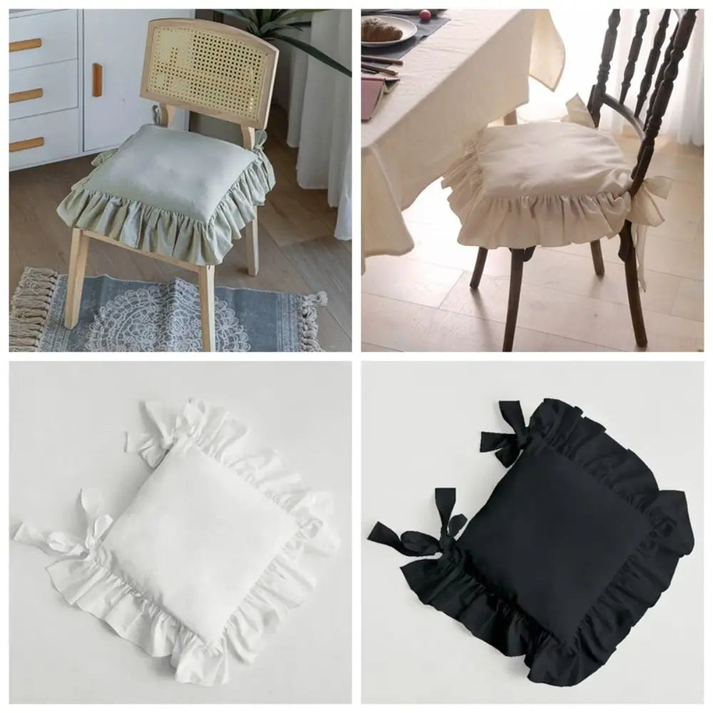 Home Decor Vintage Ruffled Chair Cover Soft Comfortable Chair Cushion Covers Anti-dirty with Ties Chair Slipcover Dining Chair Vue
