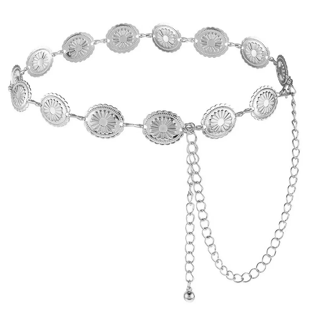 Fashion Gold Silver Waist Chain Metal Belt Adjustable Length Bohemian
