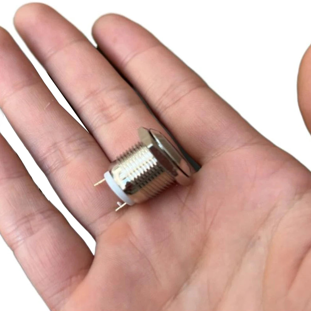 1PCS 16MM Metal Push-button Switch with 2-pin Instant Self-locking Short Waterproof Metal Flat/High Head Push-button Switch Vue
