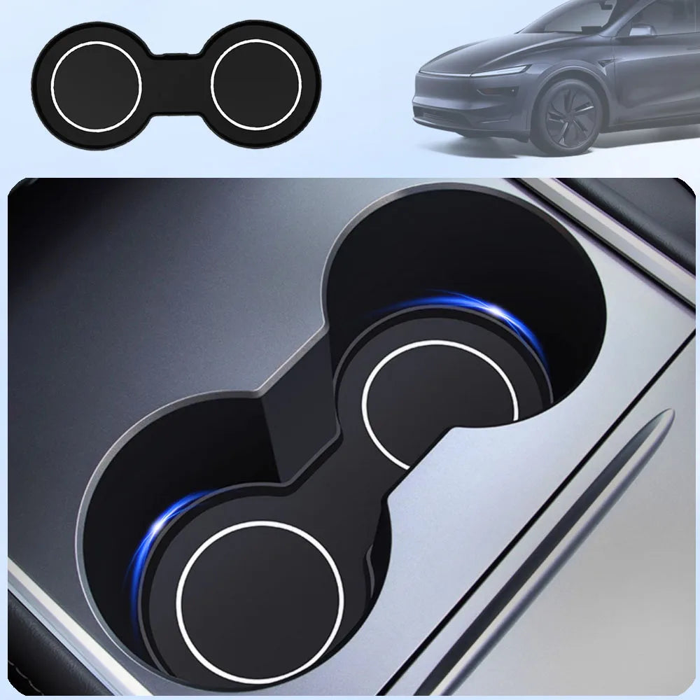 For Tesla Model Y Juniper Cup Holder Insert 2025 2026 Model 3 Highland Center Console Cup Coaster Pads Model 3 Model Y Accessory Vue