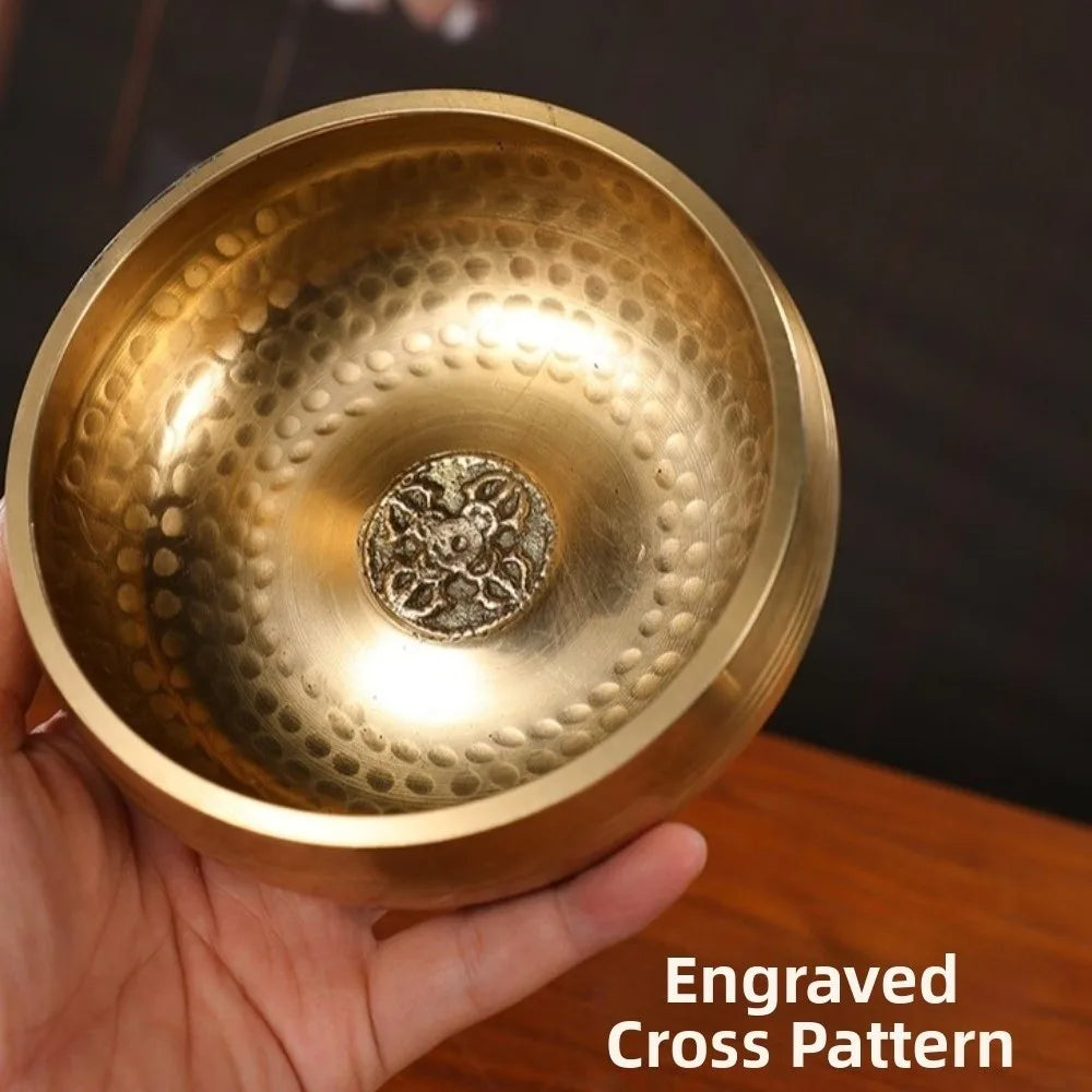 Soft Cushion Nepalese Singing Bowl Stress Relief Bottom Engraved Sound Bowl with Stick Home Decor Tibetan Singing Bowl Set Vue