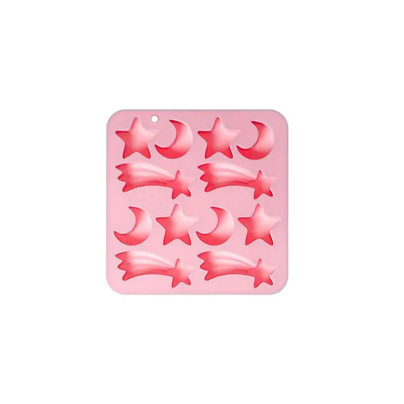 12 Cavity Five-pointed Star Silicone Molds 3d Moon, Meteor, Fondant Candy Chocolate Mould Ice Grid Mold Cake Decor〔CC11〕 Vue Pink