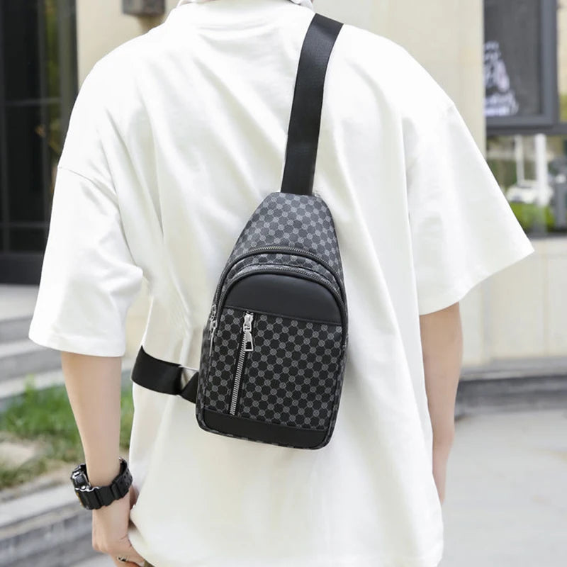 Neutral Functional Chest Bag Women Men Patchwork Dot Design Suitable