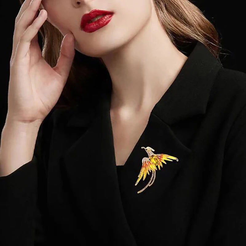 Elegant Multicolor Phoenix Brooch For Women Men Exquisite Rhinestone Beauty Flying Bird Brooch Fashion Jewelry Accessories Gifts Vue