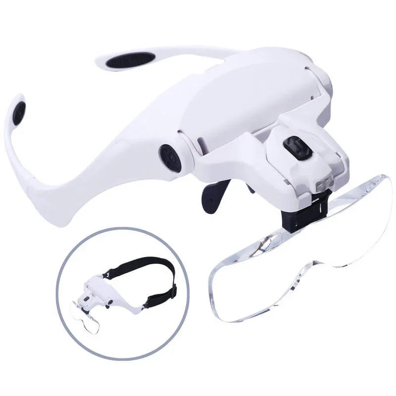 LED Helmet Magnifier for Eyelash Extensions | 1.0X–3.5X LED Magnifier Glasses Vue