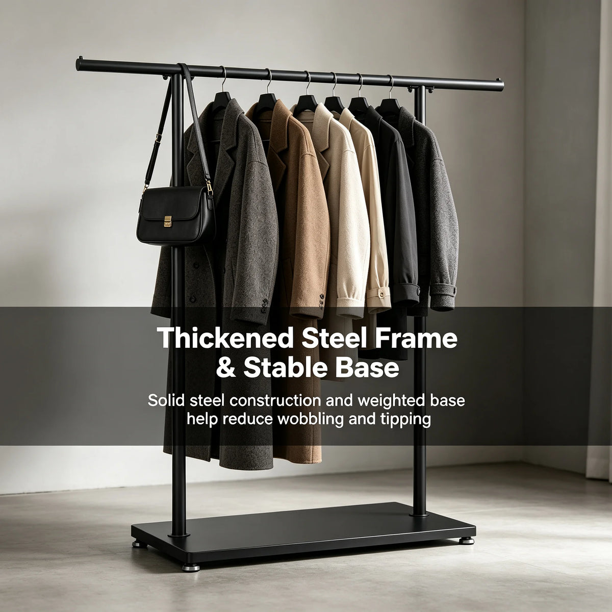 Freestanding Metal Coat Rack 51" | Modern Black Entryway Stand Freestanding Coat Rack Vue