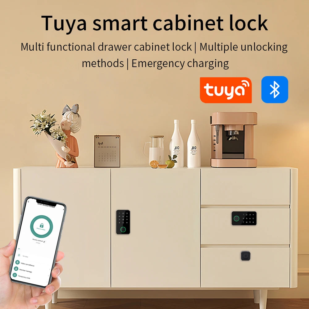 Tuya Smart Security Protection Fingerprint Locks Baby Safety Cabinet Drawer Door Buckle Home Toilet Refrigerator Lock App Unlock Vue