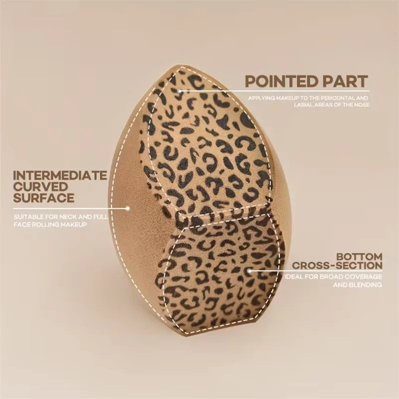 1/2pcs Extra Large Leopard Print Makeup Sponge Wet/Dry Dual Use Three-cut Makeup Sponge Flawless Liquid Foundation Application Vue
