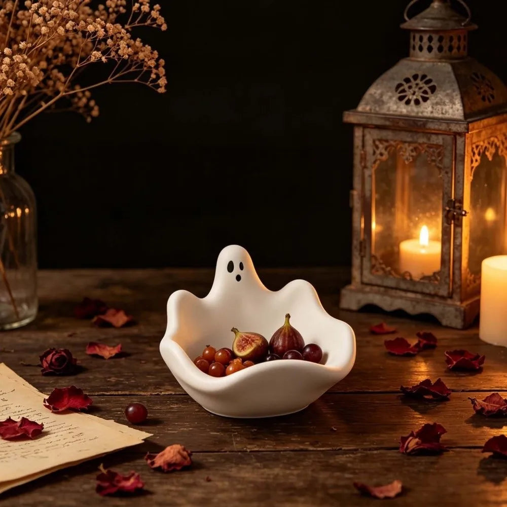 Halloween Theme Ghost Storage Bowl Mold Soft Silicone DIY Handmade Jewelry Storage Tray Mold Non-Stick Gypsum Ornament Mold Vue