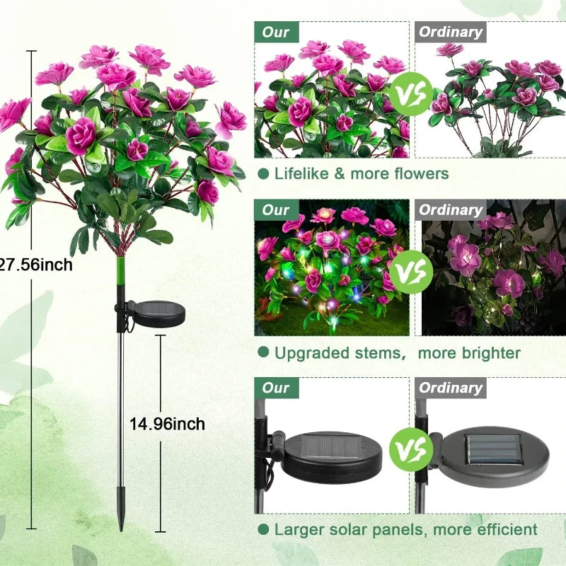 Rhododendron LED Solar Light Waterproof Flower Light Outdoor Decoration Lawn Trail Lighting Festival Wedding Decoration Vue