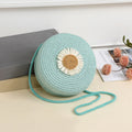 Minimalist Straw Bag Round Crossbody Purse Women Shoulder Vacation