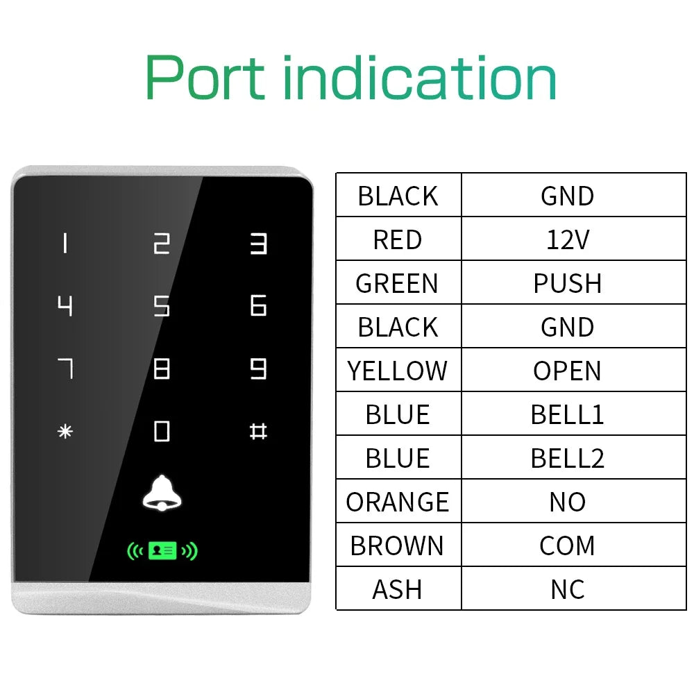 Access Control Card Reader 125Khz RFID Touch Backlight retardant Key Panel Access Control system Smart Lock Keypad Door Opener Vue