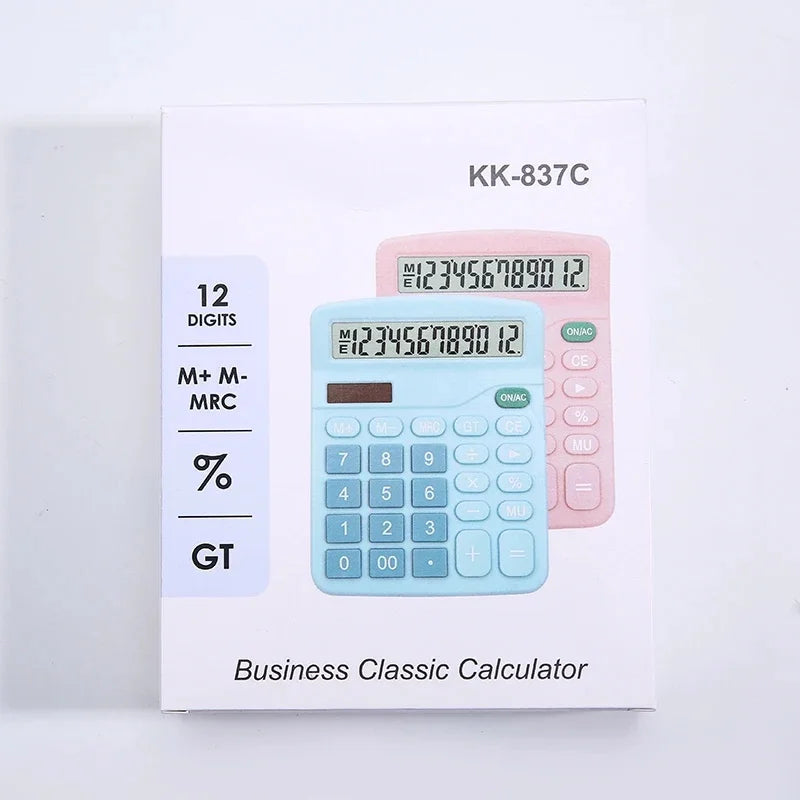 12 Digits Electronic Calculator Solar Calculator Dual Power Supply Calculator for Home Office School Financial Accounting Tools Vue