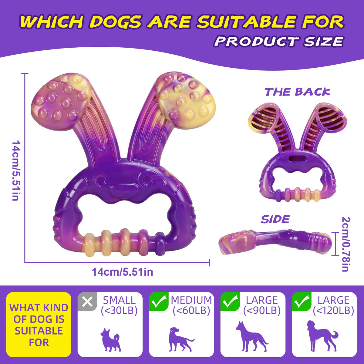 Animal Shaped Nylon Dog Chew Dental Toy – Medium & Large Dogs Dog Chew Toy Vue Purple Rabbit China Mainland