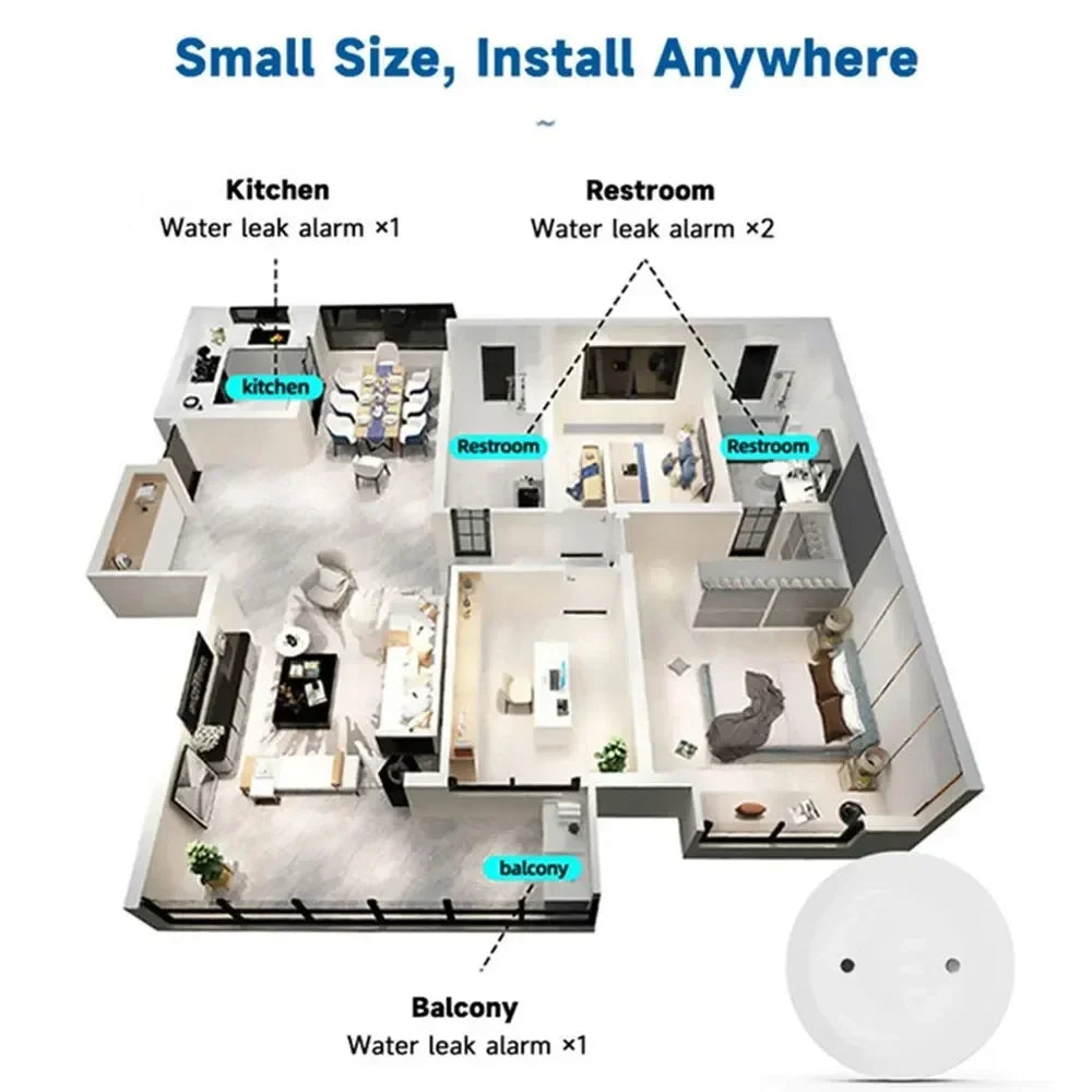 Zigbee Water Leak Detector Flood Overflow Security Sensor APP Abnormal Notification Smart Home Anti-Water-Leak Protection Device Vue