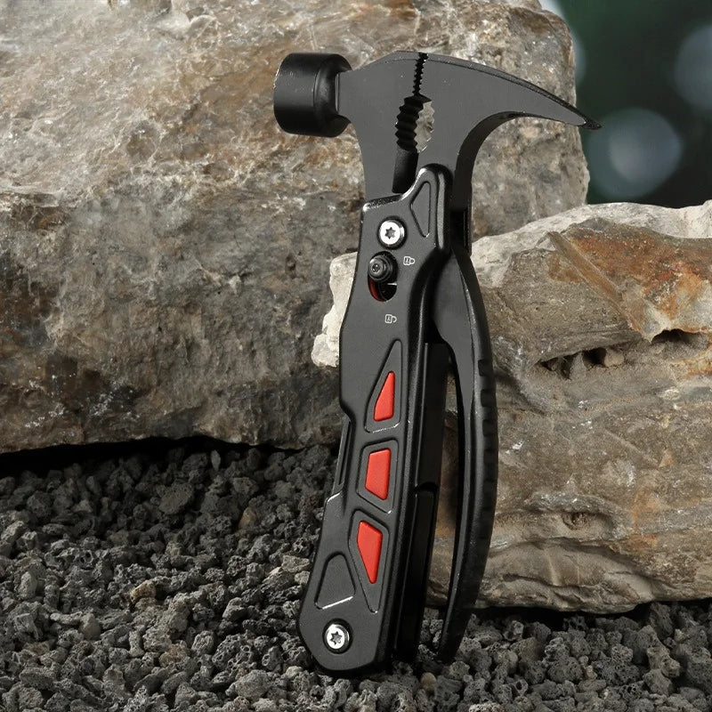 New Outdoor Multifunctional Claw Hammer Window Breaking Stainless Steel Multifunctional Clamp Hammer Campground Nail Hammer Tool Vue