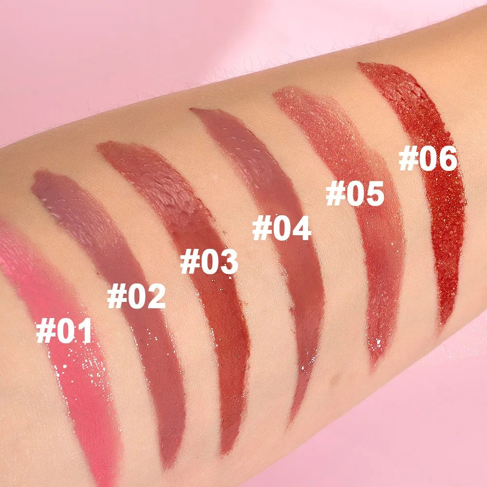 Moisturizing Mirror Effect Lip Gloss Lip Glaze 6 Colors Refreshing Non-Greasy Glossy Long-Lasting Liquid Lipstick Makeup Vue