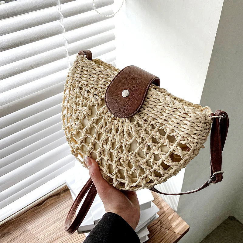 Fashion Straw Shoulder Messenger Bags Women's Hollow Designer Luxury