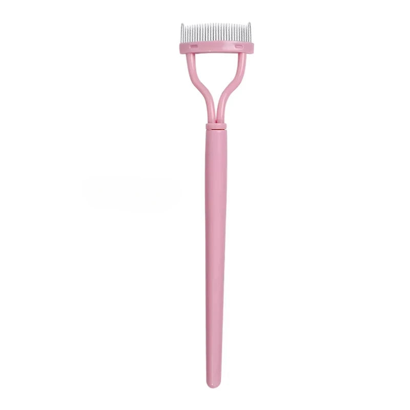 Eyelash Separator Metal Teeth Straight Eyelash Curler Beauty Makeup Stainless Eyelash Brush Comb Mascara Curl Makeup Tool Vue Pink