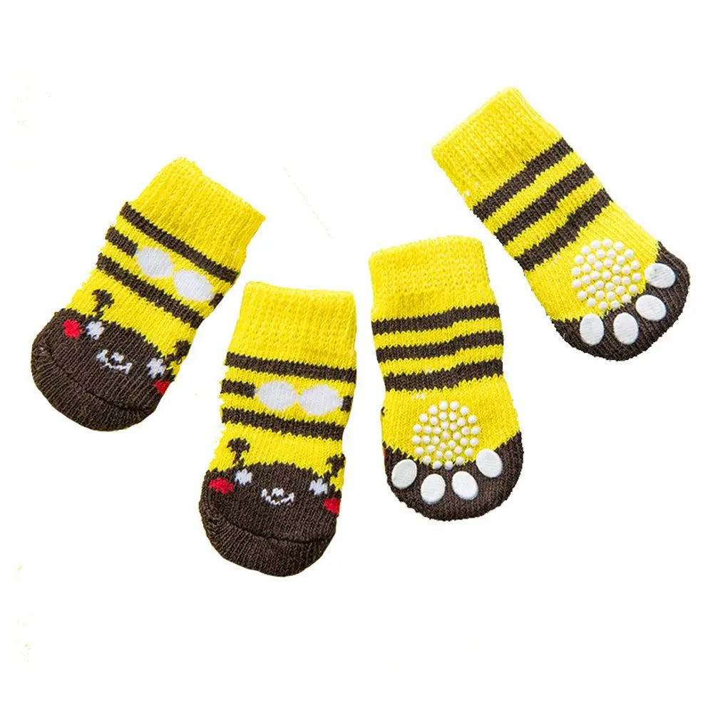 Chewable fabric Multi-style Breathable Resilient Universal for cats and dogs Cotton socks Pet socks Dog socks Pet supplies Vue Yellow bear M