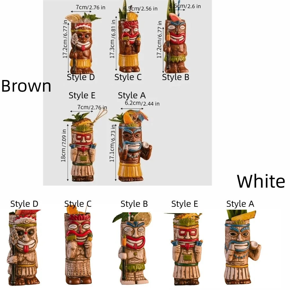 Creative Vintage Hawaiian Cocktail Cup Funny Ethnic Style Beach Theme Mug Novelty Statue Model Ceramic Tiki Mug Hawaiian Party Vue
