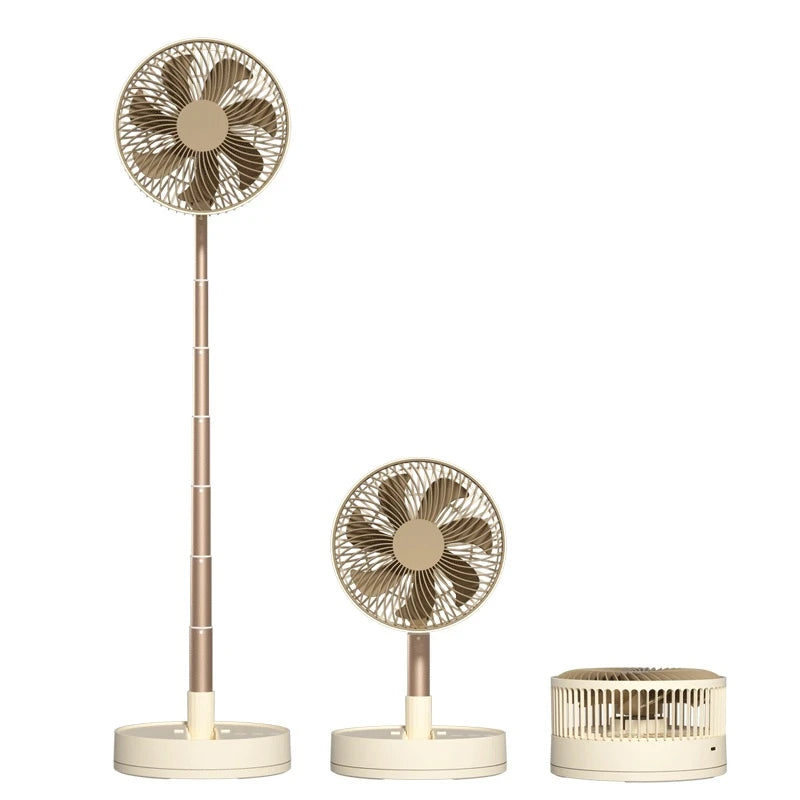 USB Foldable Portable Fan 4 Speeds Timing Battery Operated Mini Floor