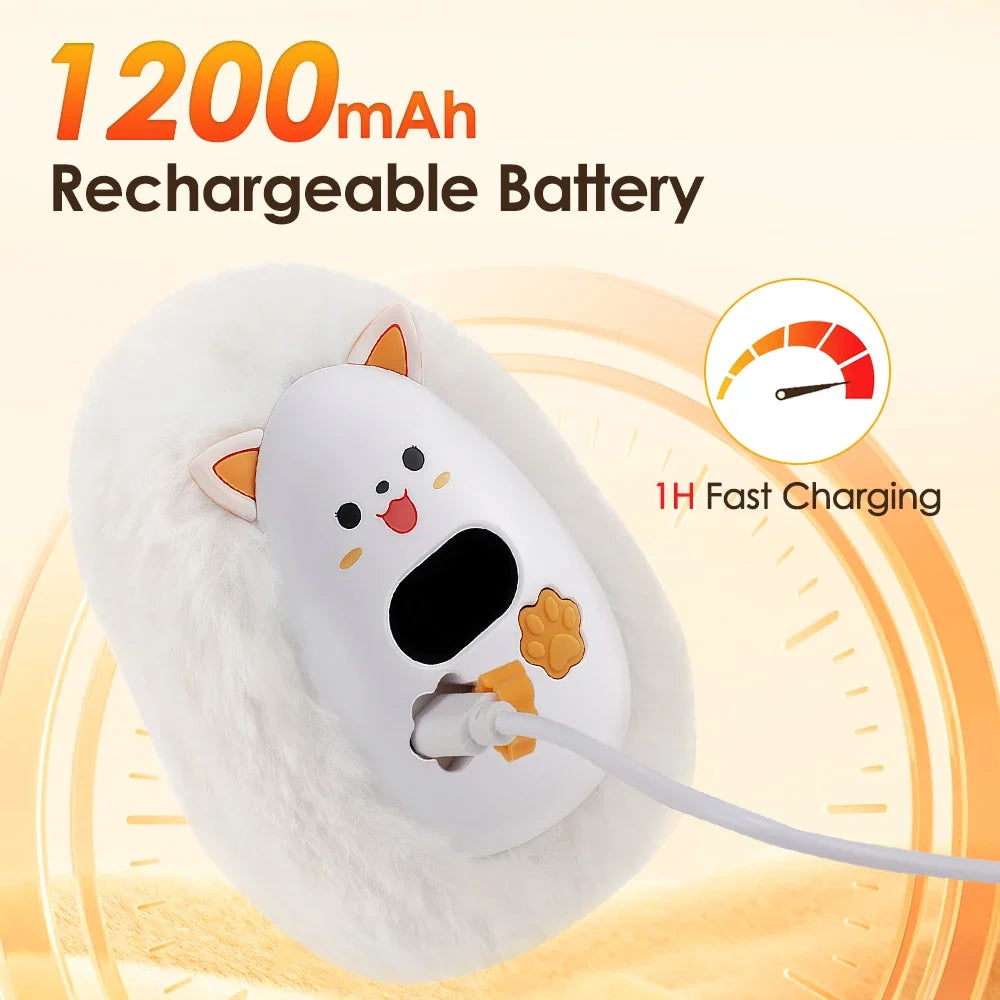 Mini Electric Hand Warmer Digital Display Thermostat Portable Plush Hand Warmer with Efficient Heating forWinter Office Home Use Vue