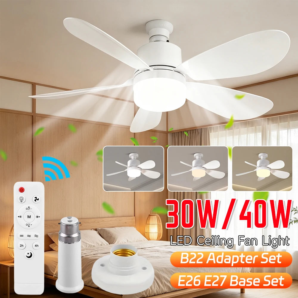 ATUOTIN LED Ceiling Fan Light with Remote, E27 Dimmable 30W/40W Ceiling Fan Light Vue