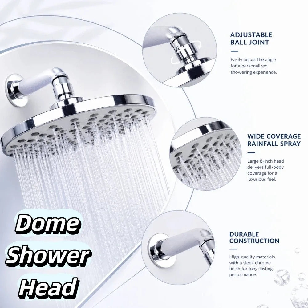8 Inch Round Round Shower Head Chrome Plated Finish Corrosion Resistance Concealed Mount Showerhead Rustproof Performance Vue