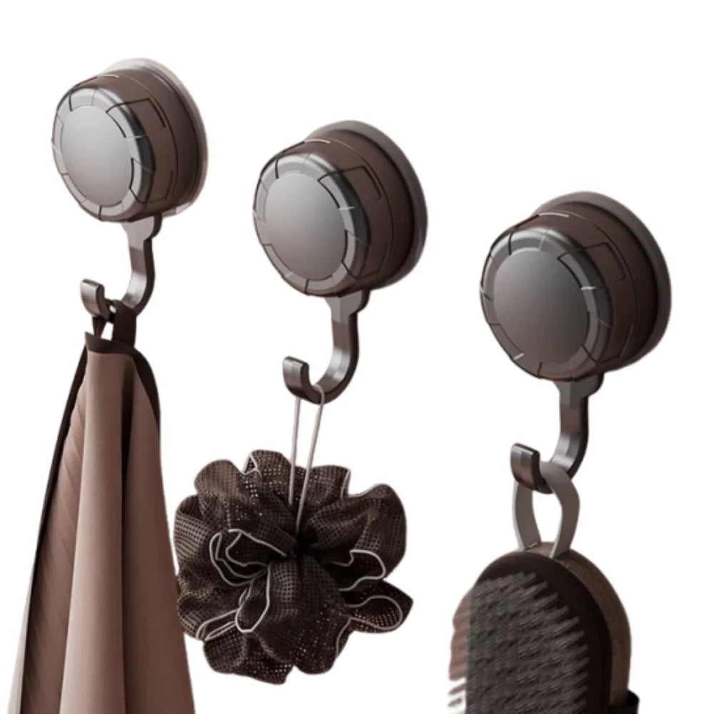3Pcs Waterproof Suction Cup Hooks Reusable Detachable Nail-free Vacuum Hooks Punch-free Multifunctional Wall Hooks Vue 3Pcs Grey