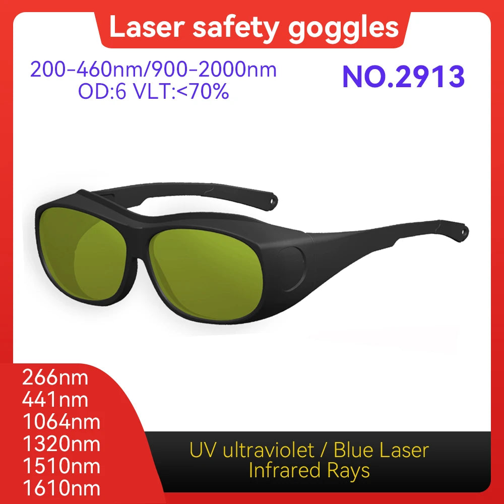 Laser Goggles ANSI Z87.1 Approved OD7+ 800-1100nm Impact-Resistant PA Frame Laser Lenses for High Power Fiber Laser Cutting Vue Model 2913 OD6