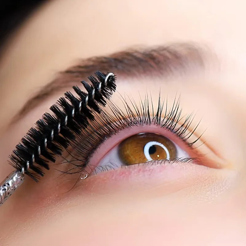 100-Pack Disposable Mascara Wands & Eyebrow Brushes with Container Mascara Wand Set Vue