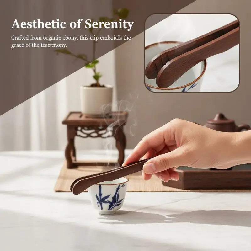 Teacup Clip Convenient Ebony Alloy Tea Tweezers Tweezer Bamboo Wooden Tea Clips Versatile Single Or Multiple Tea Clip Tongs Vue