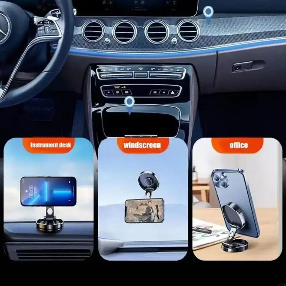 Car Mobile Phone Stand 720 Degree Rotation Metal Magnetic Suction Foldable Round Bracket Support for Universal Phones Holder Vue