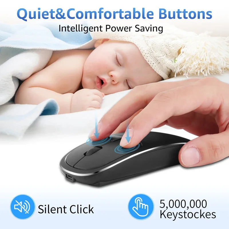 Lenovo Wireless Silent Mouse 2.4G Office Mouse Adjustable DPI Ergonomic Design USB Rechargeable Charging Portable Gaming Mouse Vue