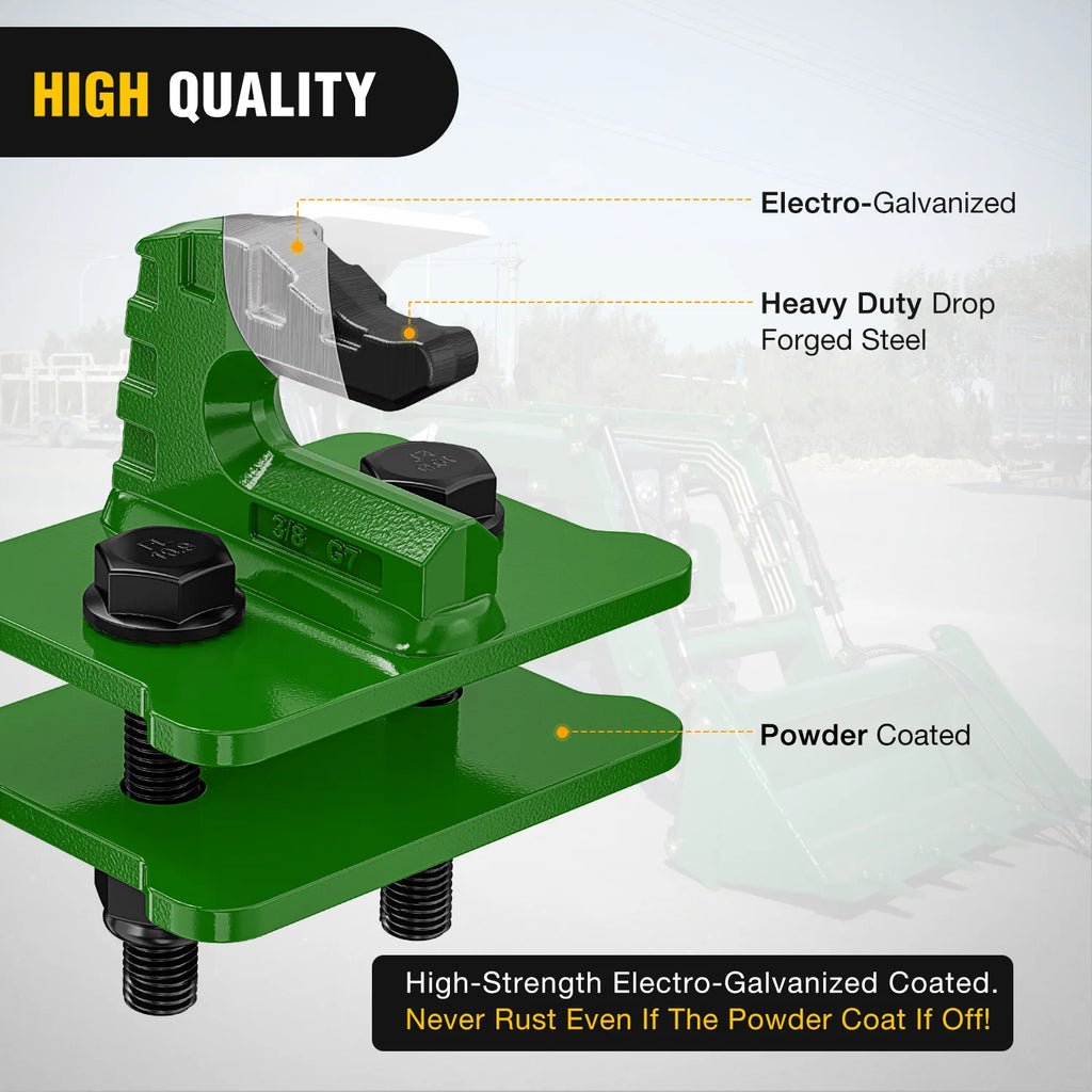 Nilight 2PCS Tractor Bucket Grab Hook 3/8'' Heavy Duty Drop Forged Steel Bolt On Zinc-Coated Cast Tow Max 15000 LBS Green Vue