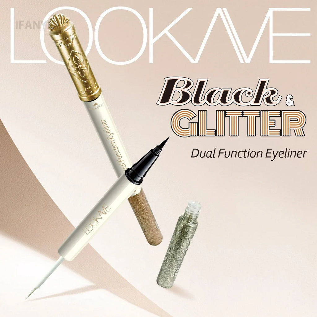 Dual Eyeliner Wand Pearlescent Diamond Eye Shadow Liquid Sequins Smooth Mini Fine Brush Black Silver Gold Glitter Eye Pigment Vue