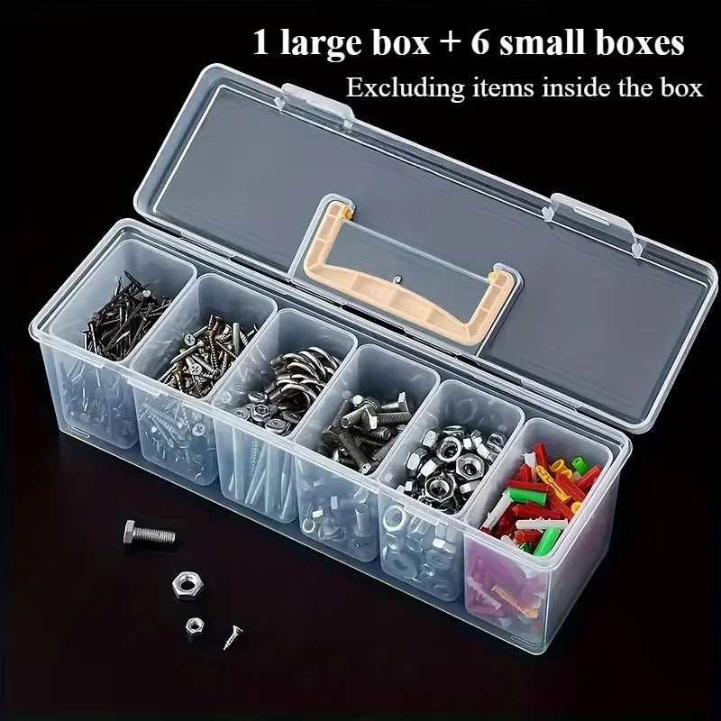 1/7pcs Tool Parts Storage Box Set Multi-Compartment Tool Organizer,Sorting Box for Screws,Wrenches,Hardware Accessories,and Toys Vue Transparent-7pcs