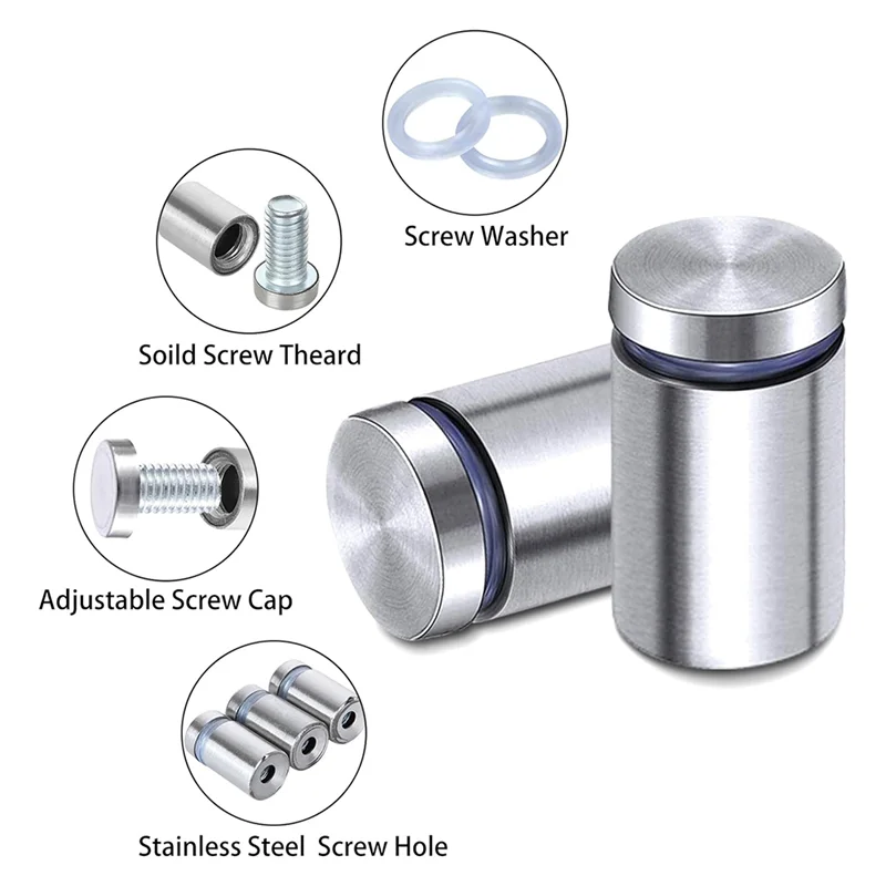 50 Pack Sign Standoff Screws, Stainless Steel Standoff Screws Kit, Mounting Glass Hardware (1/2X 3/4 Inch)ABKW Vue