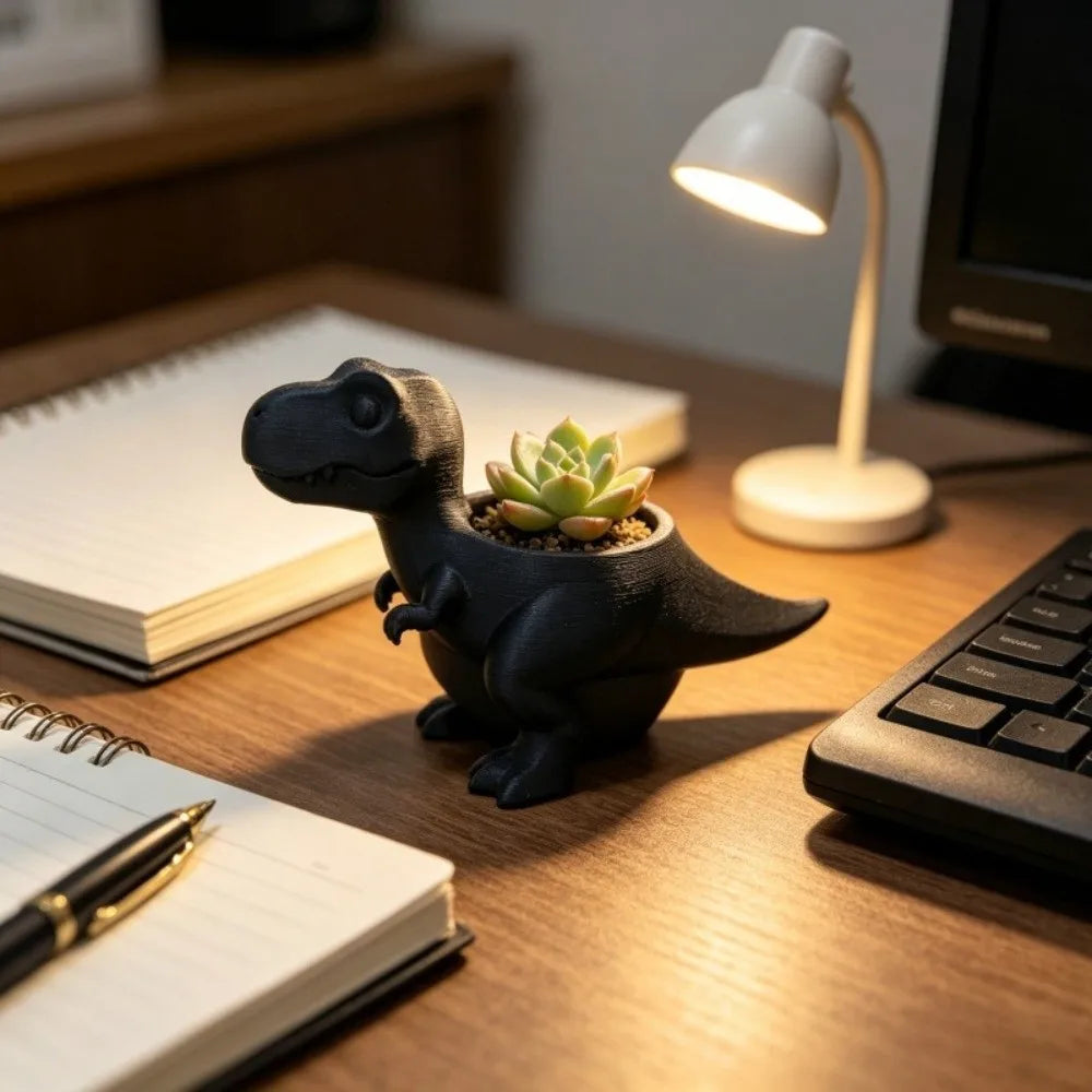 Dinosaur Statue 3D Printed Dinosaur Flowerpot Funny Desktop Decor Mini Potted Planter Ornaments T-Rex Plant Pot Home Vue