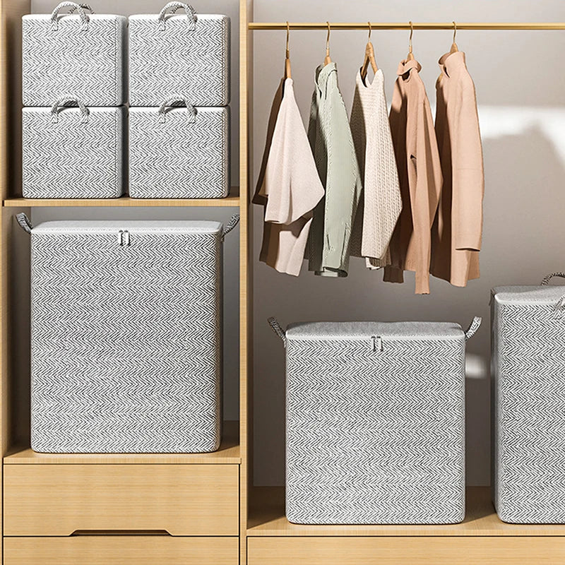 Large Capacity Clothes Storage Bag Organizer With Reinforced Handle For Blankets Bedding Foldable With Zipper Storage Bag Vue