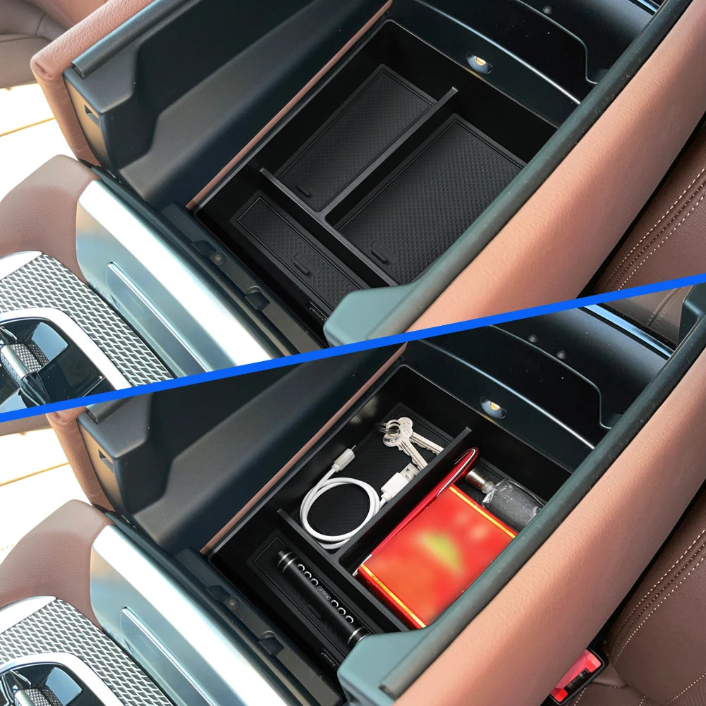 Smabee for BMW X5 G05 X6 G06 X7 G07 2019-2024 Center Armrest Storage Box Accessories Tray Organizer Tidying ABS Vue