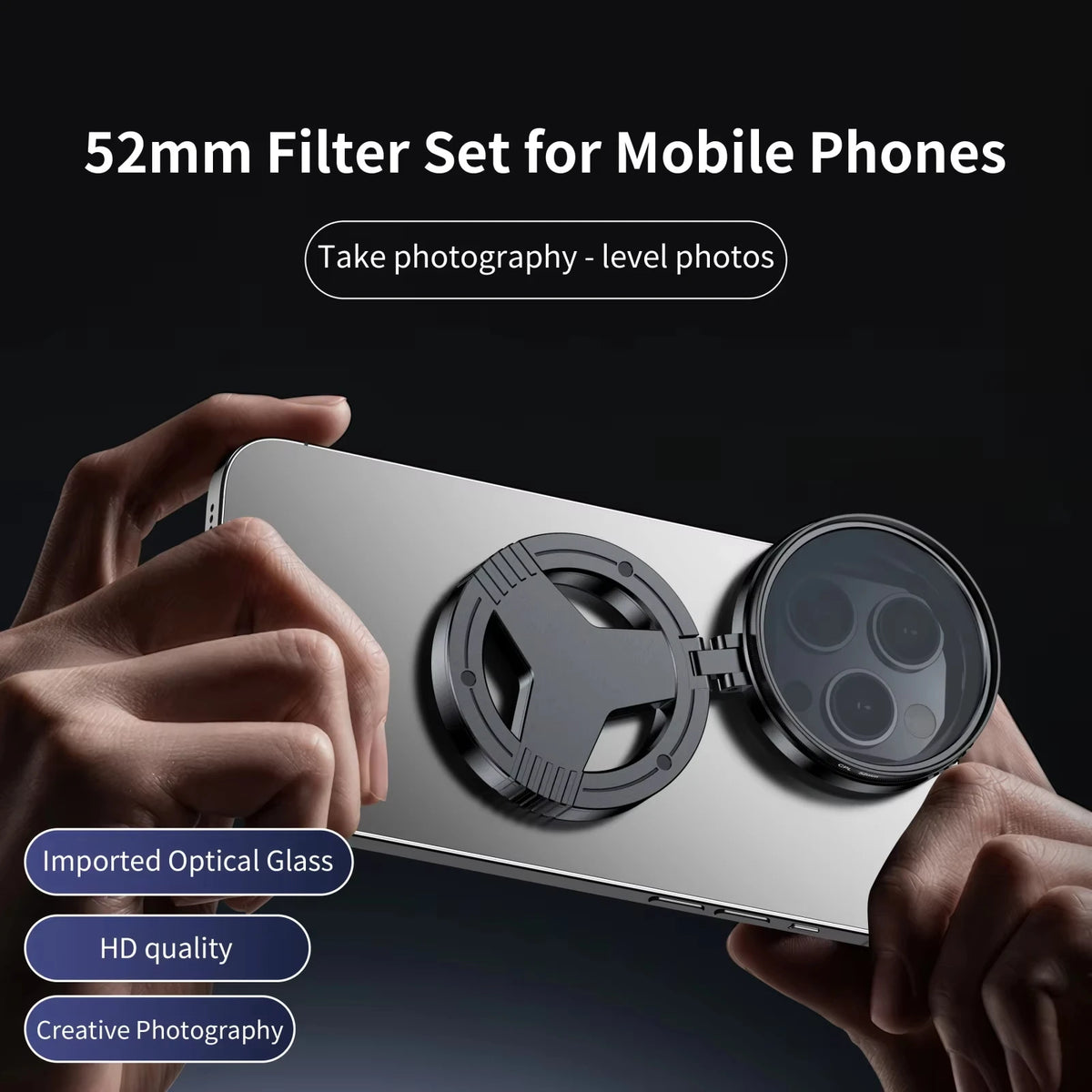 52mm CPL Polarizer Filter Magnetic Holder For Smartphone Vlogging Filter Stand bracket Vue black 52mm
