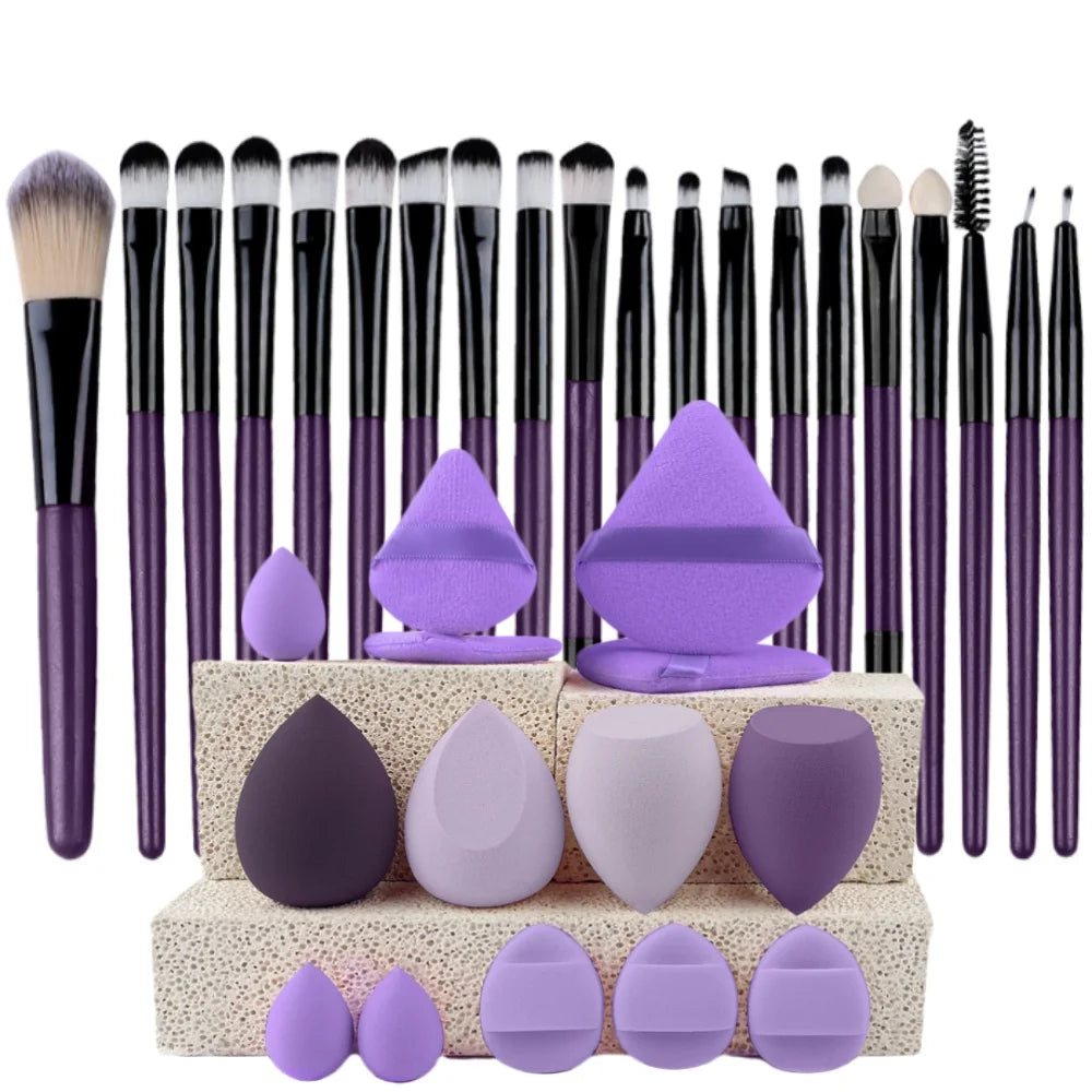 Makeup Brush and Sponge Set Professional Makeup Brush Set Beauty Blender Triangle Powder Puff Clean Powder Puff Vue ES-20PU-14PF