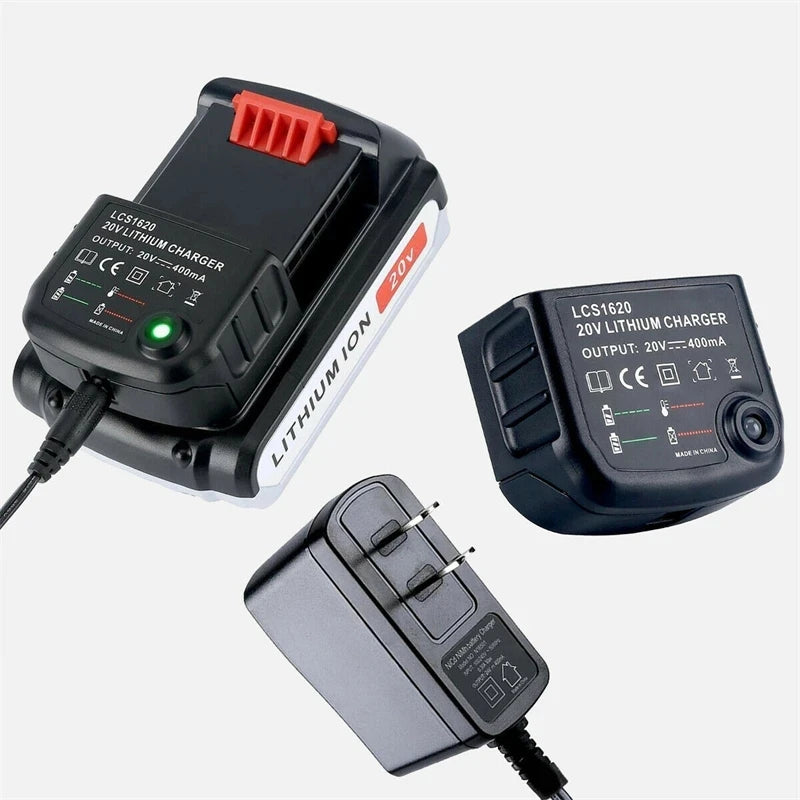 LCS1620 Lithium Battery Charger for BLACK & DECKER Rechargable Battery Charger 20V for LBXR20 LB20 LBX20 LBX4020 LB2X4020 Part Vue