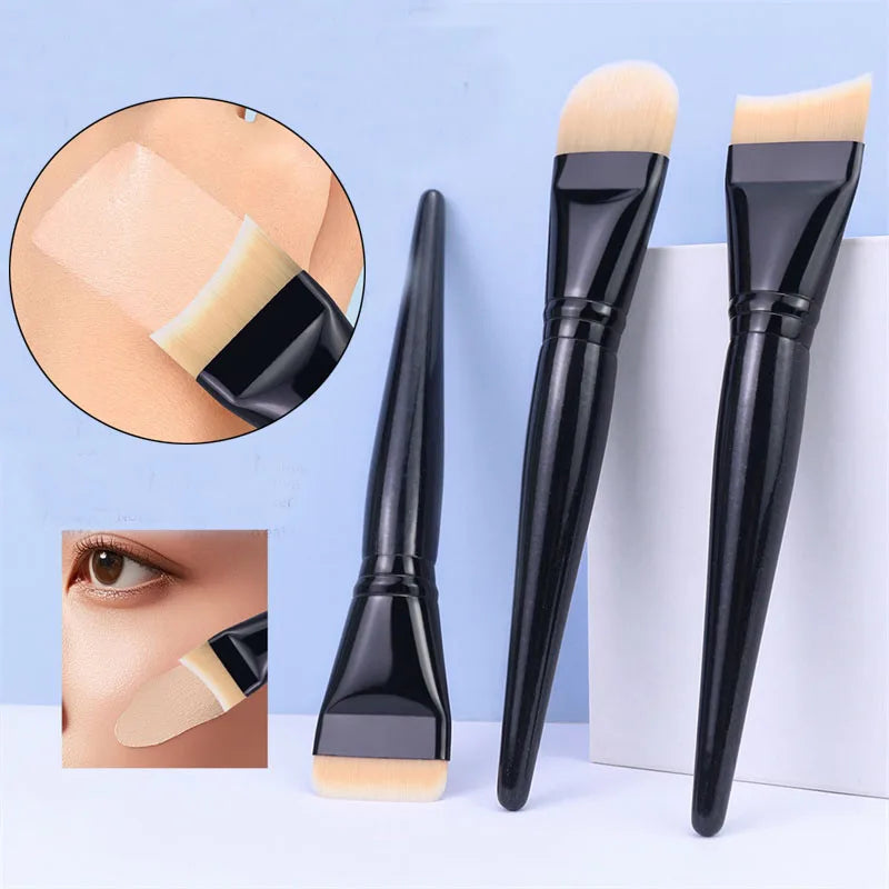 Large Flat Foundation Brush Soft Synthetic Fiber Liquid Makeup Brushes Full Face Makeup Blending Brush For Liquid Cream Mask Vue